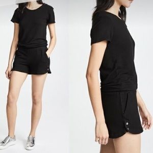 MONROW Supersoft Black French Terry Shorts Romper XS